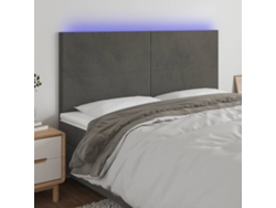 Cabecero Con Luces Led Terciopelo Gris Oscuro 180x5x118/128 Cm