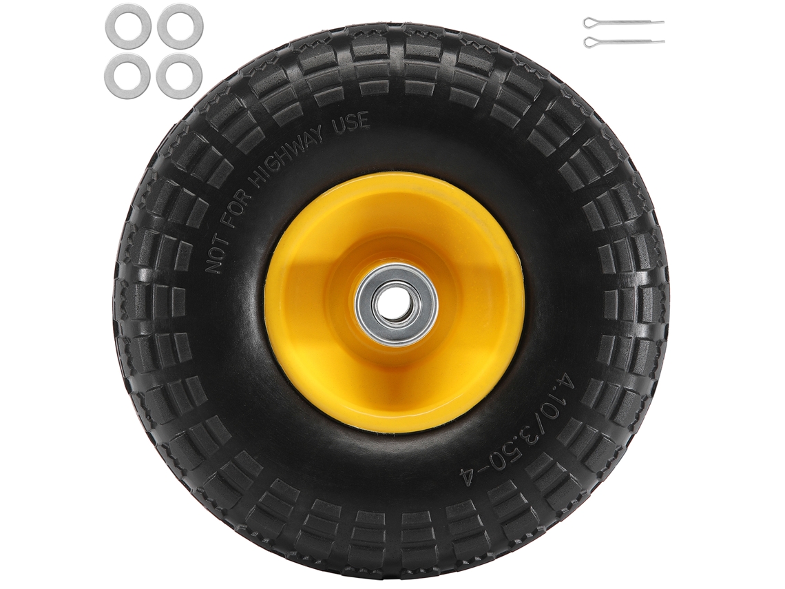 Neumático sin cámara de llanta plana sólida Succebuy de PU, 254 mm, 181,4 kg, 2 piezas