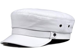 Casquette En Cuir Véritable Femme - De Baseball Plate À La Mode Rouge Et Blanc, Taille Xxl(x-large