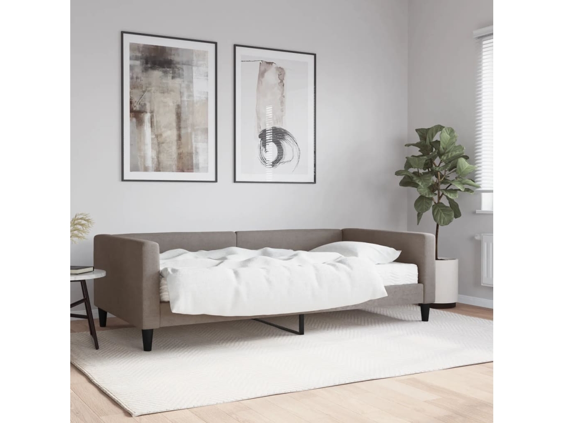 Sofá Cama Con Colchón Tela Gris Taupe 100x200 Cm