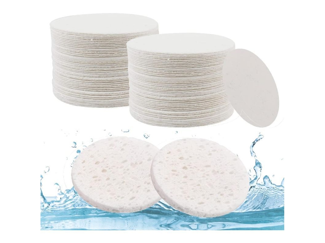 Esponjas Limpiadoras Faciales, 60 Unidades, Blancas, Para Desmaquillar Y Exfoliar (6,5 Cm/2,5 Pulgadas).