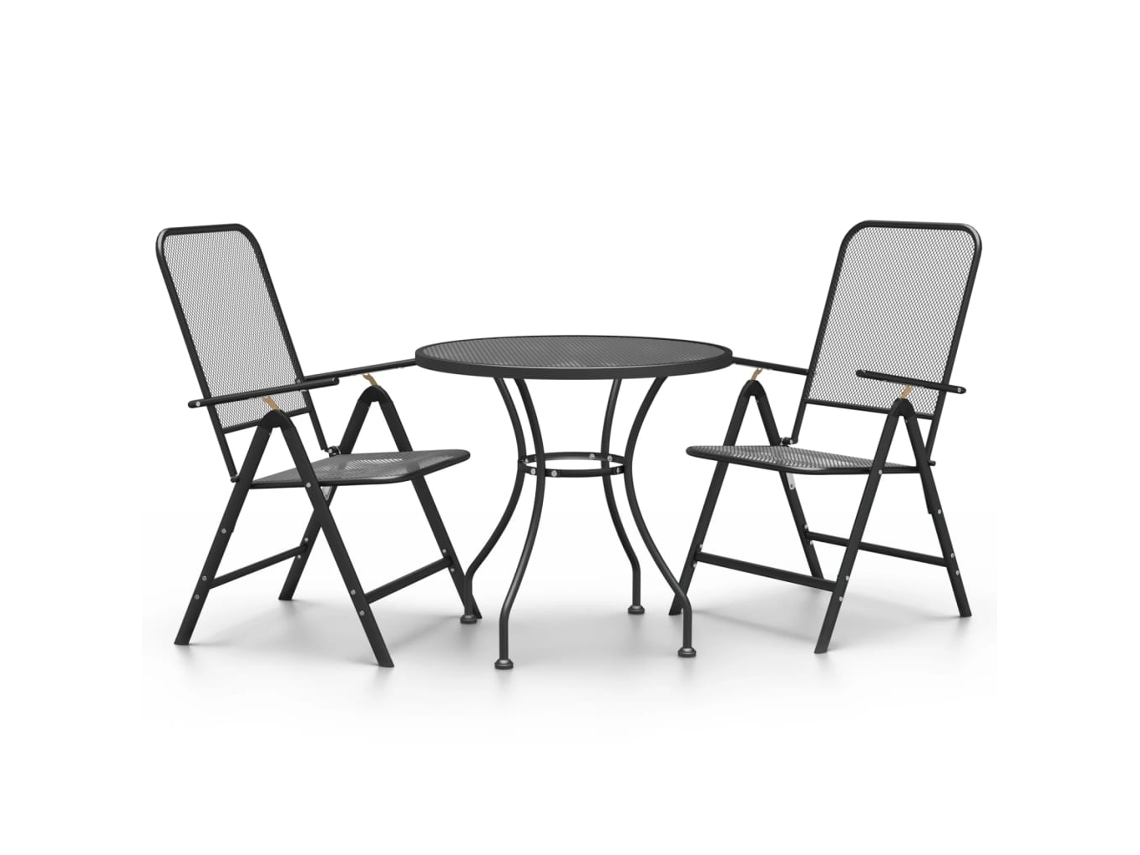 Conjunto 3 de comedor de jardín VIDAXL malla metal expandido antracita