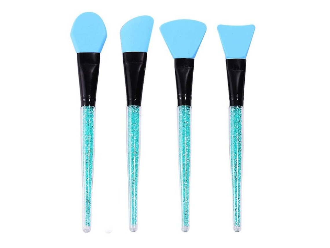 4 Pinceles De Silicona Para Mascarillas Faciales Con Mangos De Diamantes De Imitación, Aplicadores Suaves Para Mascarillas Caseras Para Mujeres.