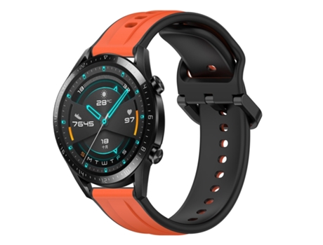 Correa de reloj inteligente para Huawei GT2 46 mm 22 mm Bucle convexo de silicona bicolor (naranja + negro)