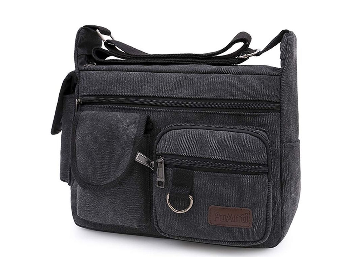 2026-mochila Messenger De Lona Bolsa Bandolera Satchel Bolsa De Hombro Para Trabajo Escolar Negro
