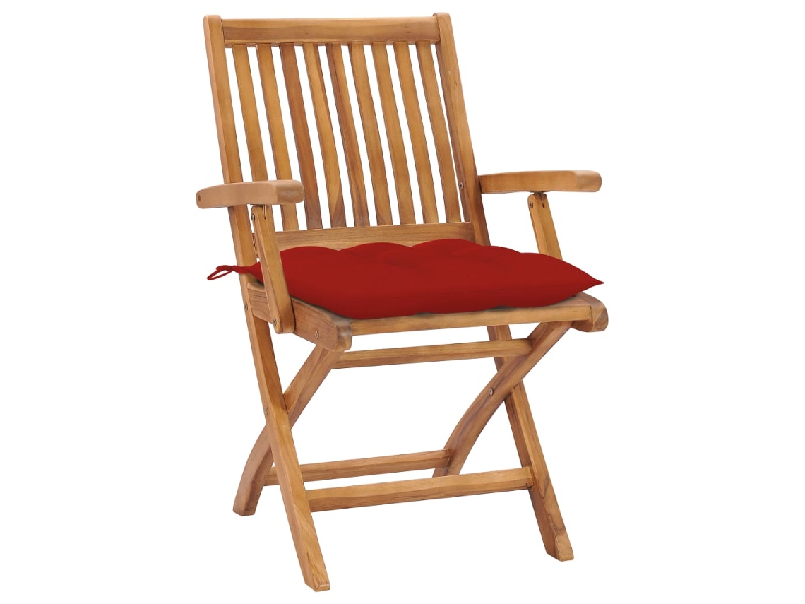 Maison Exclusive - Sillas De Jardín 2 Unidades Madera De Teca Con Cojines Rojos