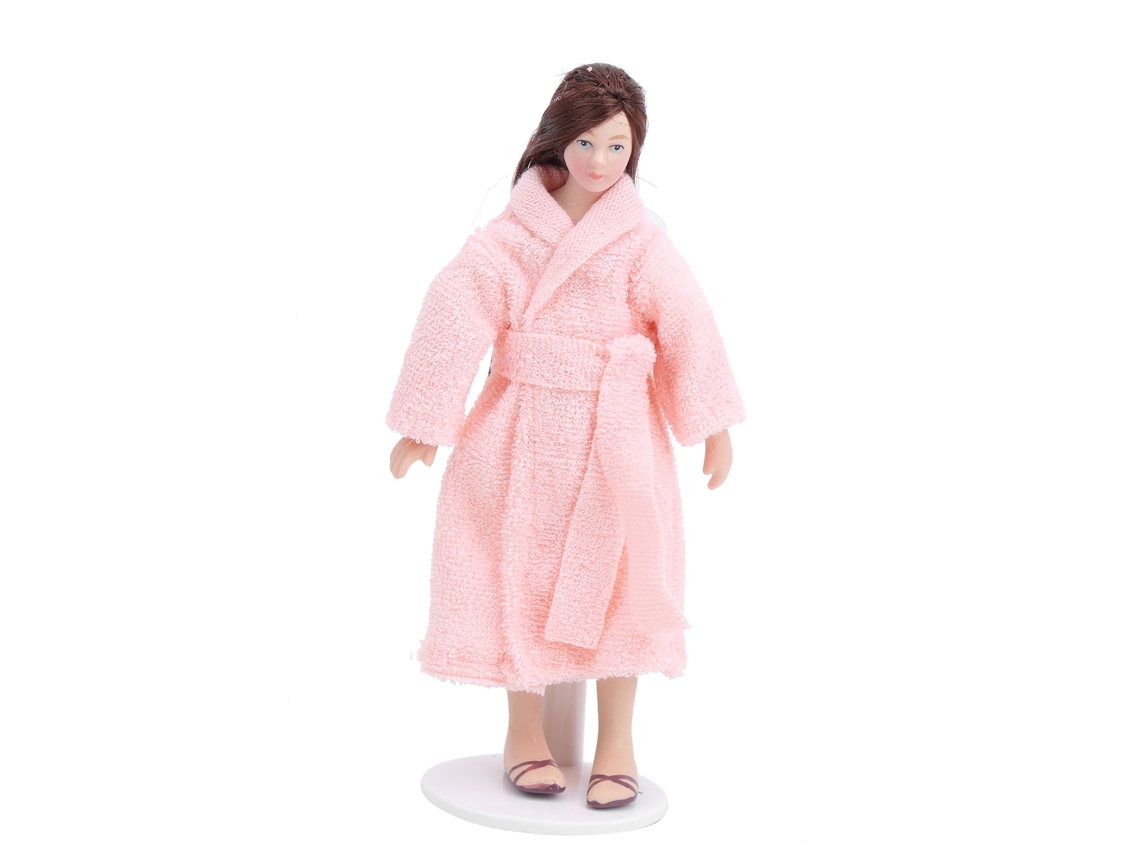 Ats-modelo De Muñeca De Cerámica Para Casa Miniatsura 1:12, Muñeca Mujer Con Vestido Largo, Juguete Decoratsivo (pijama)