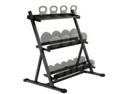Estante para pesas de acero, 3 niveles, capacidad de 200 kg, 88x66x88 cm, negro