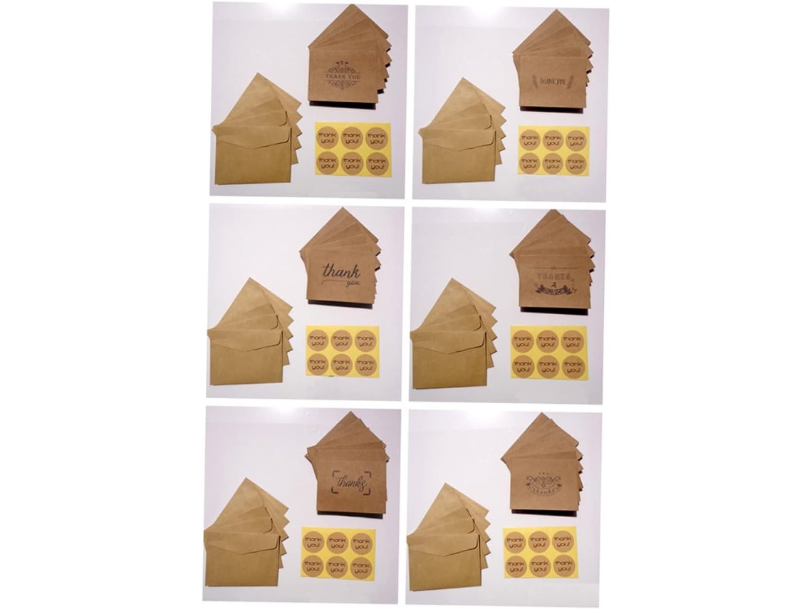 Juego De 6 Tarjetas De Agradecimiento, Sobres, Pegatinas Y Decoraciones.