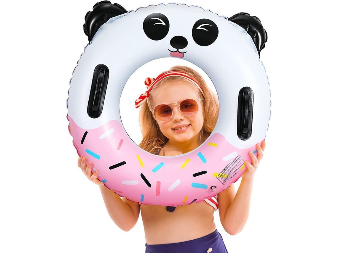 Pelota De Natación Hinchable Con Asas Para Niños, Flotador Con Estampado De Panda Rosa.