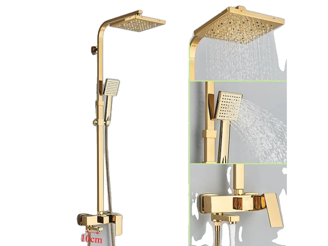 Grifo de ducha monomando dorado con acabado pulido, 10 cm, OEM.