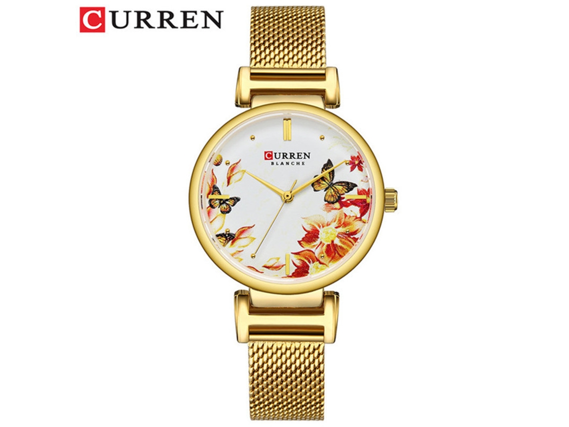 Reloj De Mujer De Aleación A La Moda, Reloj Minimalista De Cuarzo Con Estampado De Mariposa.