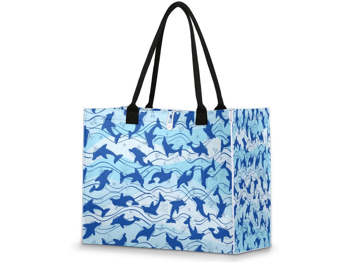 Bolso Mano Grande Divertido Tropicallife Estampado Delfines Para Mujeres Niñas Bolso Hombro Compras Trabajo