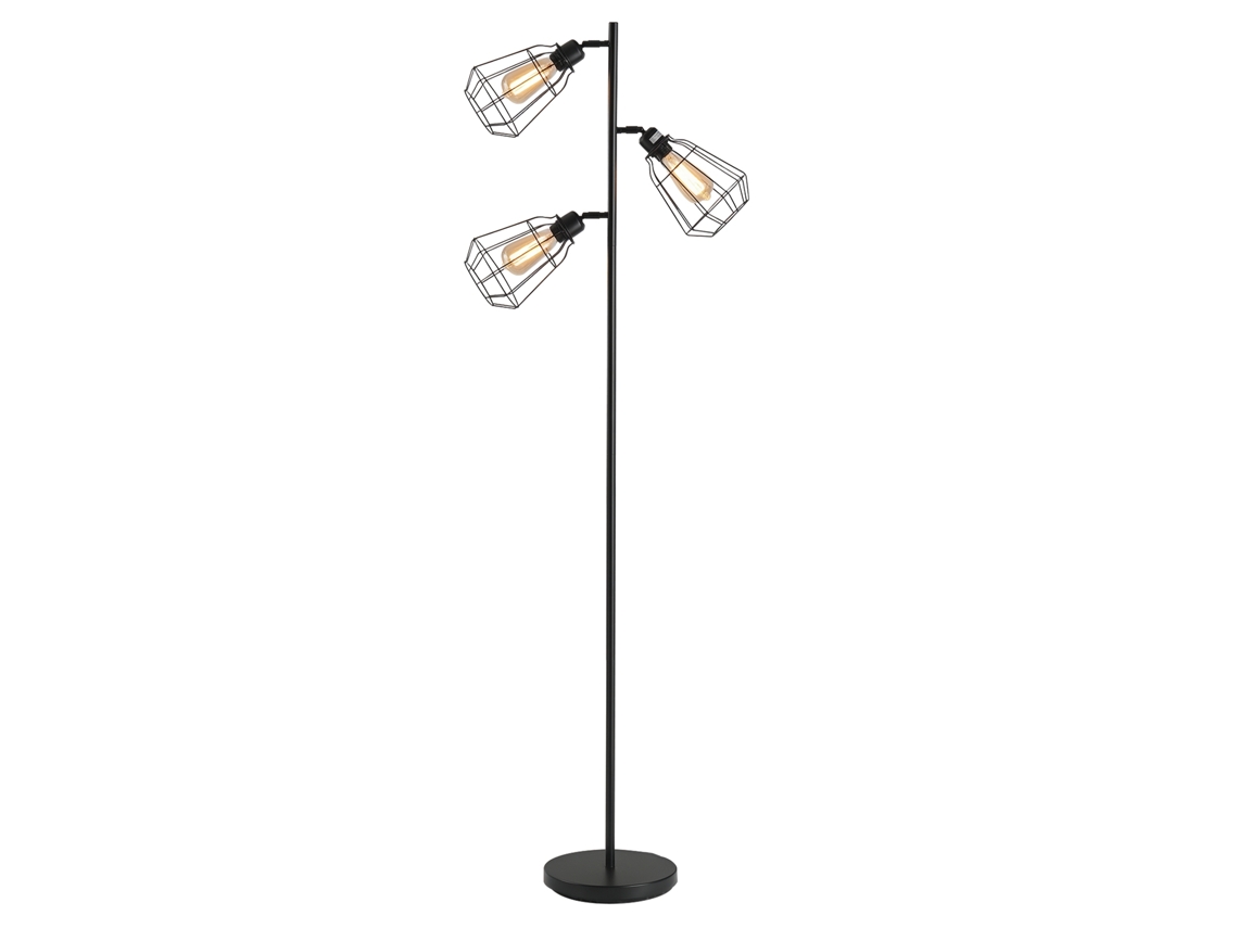 VPMKP - Lámpara de pie industrial Homcom 3 lámparas 40W pantalla metálica