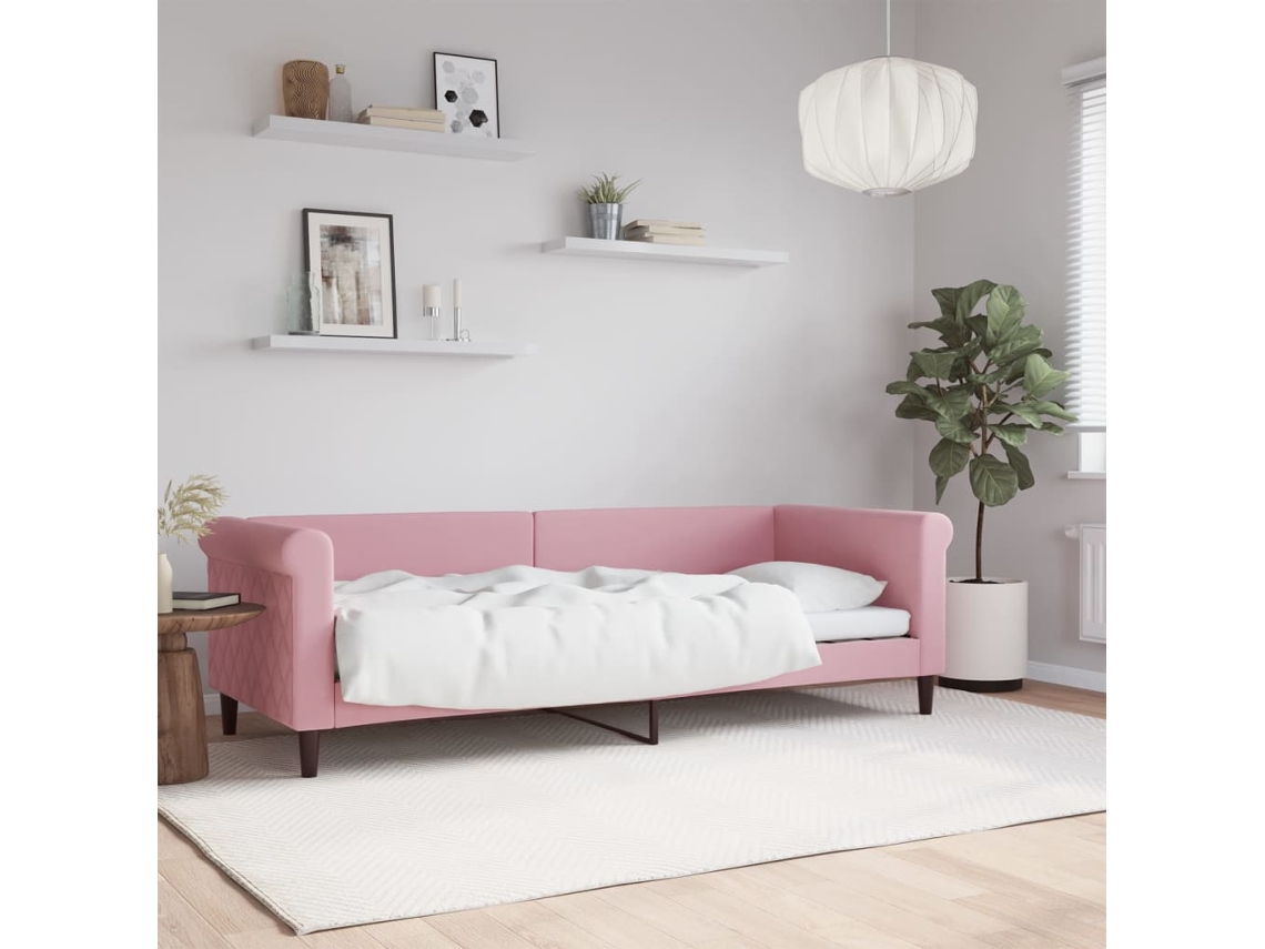 Sofá Cama Sin Colchón Terciopelo Rosa 80x200 Cm