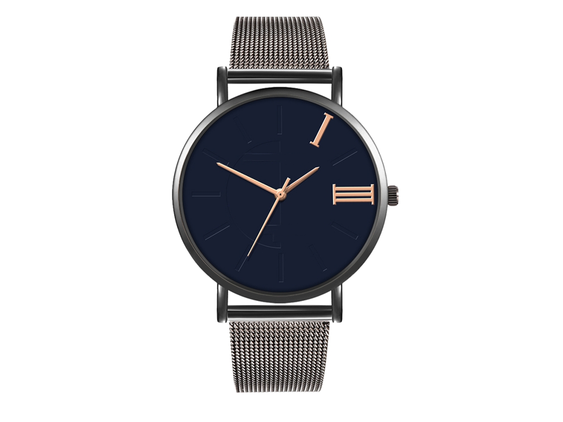 Reloj De Pulsera De Cuarzo Para Parejas Con Correa De Malla Y Esfera Redonda.