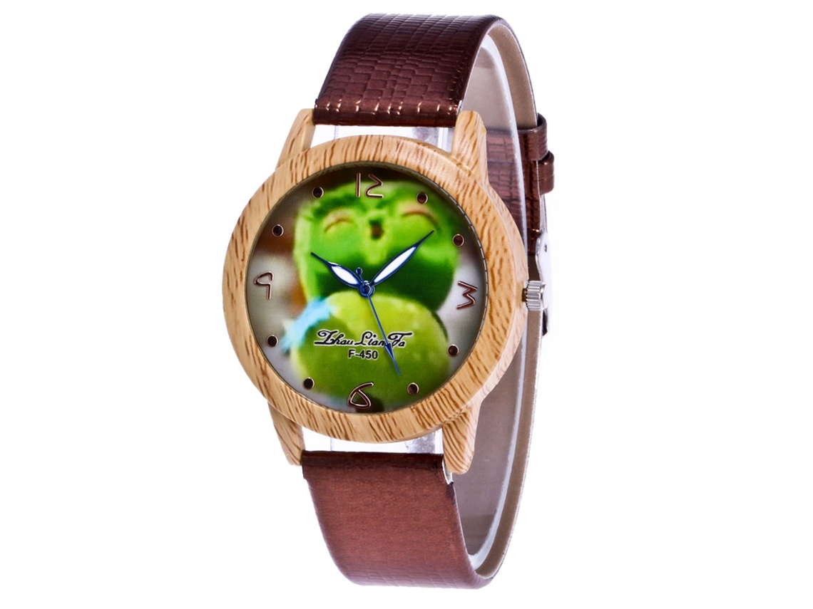 Reloj De Pulsera Analógico De Cuarzo Con Dial Redondo Moda Marrón