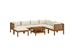 Maison Exclusive - 8 Pcs Conjunto Lounge Jardim C/ Almofadões Creme Acácia Maciça