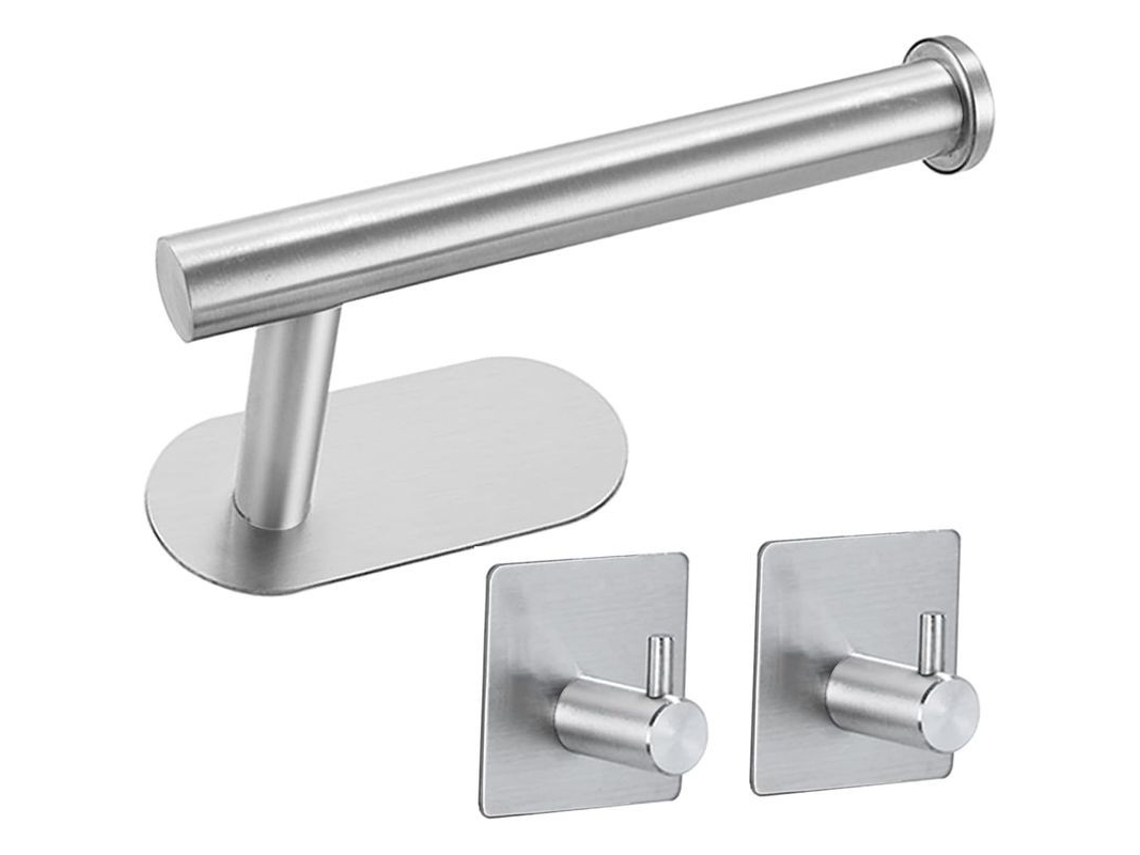 2026-soporte De Papel Higiénico Linjou 3 Piezas Inoxidable Sin Taladrar Baño Cocina Plata Plata