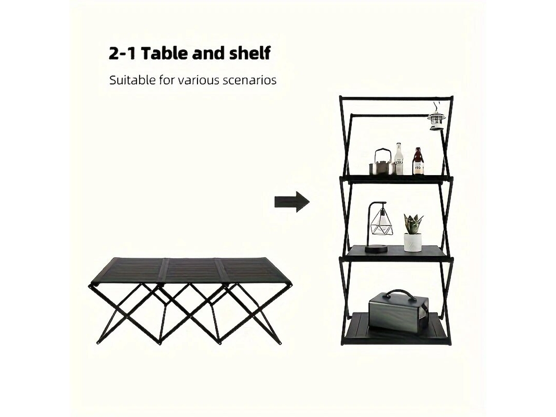 Estanterías Y Mesas Plegables Ultraligeras 2 En 1 Negras De Xmund Para Exteriores Estanterías Portátiles Multicapa Para Camping Picnics Y Barbacoas