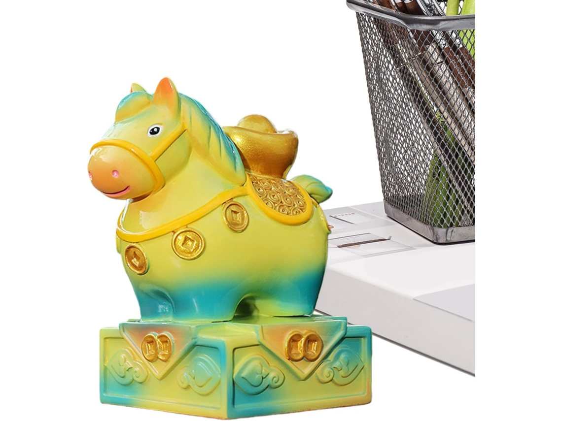 Figura de caballo chino, escultura de resina, pequeño semental, decoración para celebraciones y Año Nuevo - Sello de jade GOKOCO
