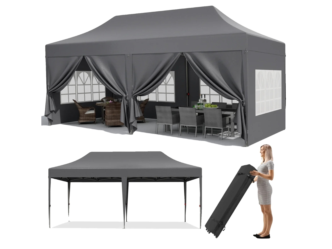 Gazebo plegable, impermeable, con protección UV, color gris oscuro OEM
