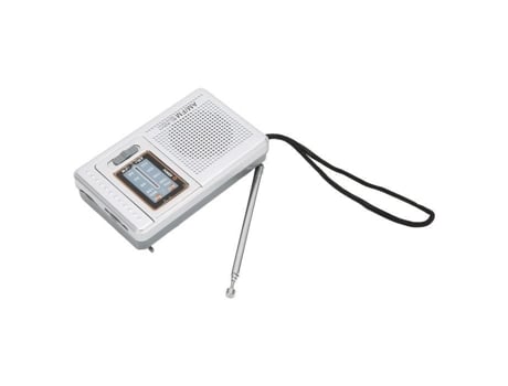 HURRISE Mini Radio Portátil Radio de Bolsillo AM/FM Diseño Clásico Funciona con Pilas Gris Plata para Caminatas en Casa Ciclismo Viajes