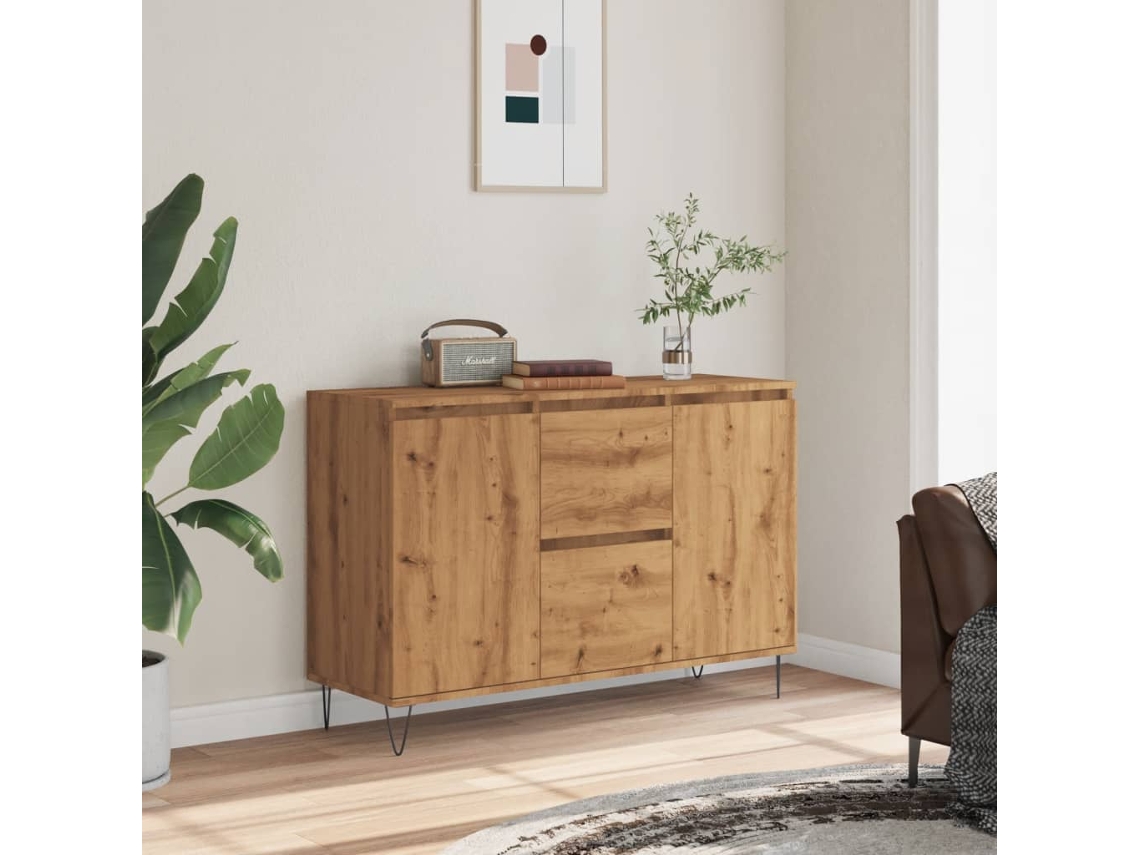 Aparador | Mueble De Comedor | Buffet De Madera De Ingeniería Roble Artisan 104x35x70 Cm Wsd964435