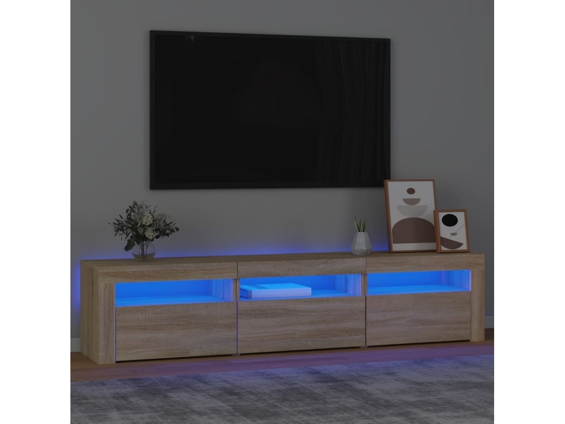Mueble de TV con luces LED, 180 x 35 x 40 cm, roble Sonoma, DKD HOME DECOR