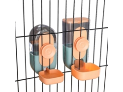 2 Pack Dispensadores Automáticos De Comida Y Agua Para Mascotas, Colgantes Para Jaulas, Para Gatos Y Perros (naranja)