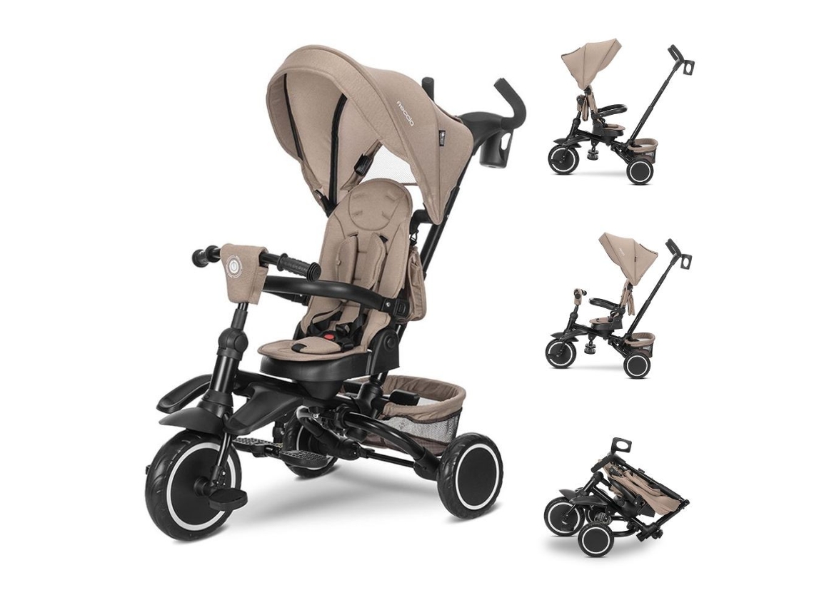 Triciclo doble compacto Freccia con asiento giratorio de 360°, 25 kg, de LORELLI, color beige*.