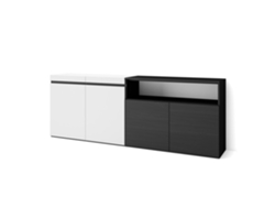 Aparadores para salón 200x75x35cm 4 Puertas Armario zapatero Blanco y negro