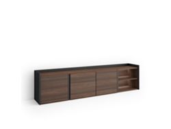 Mueble Tv, Televisión, 207x35x50cm, Para Tv Hasta 80", Led, Roble Oscuro Y Negro