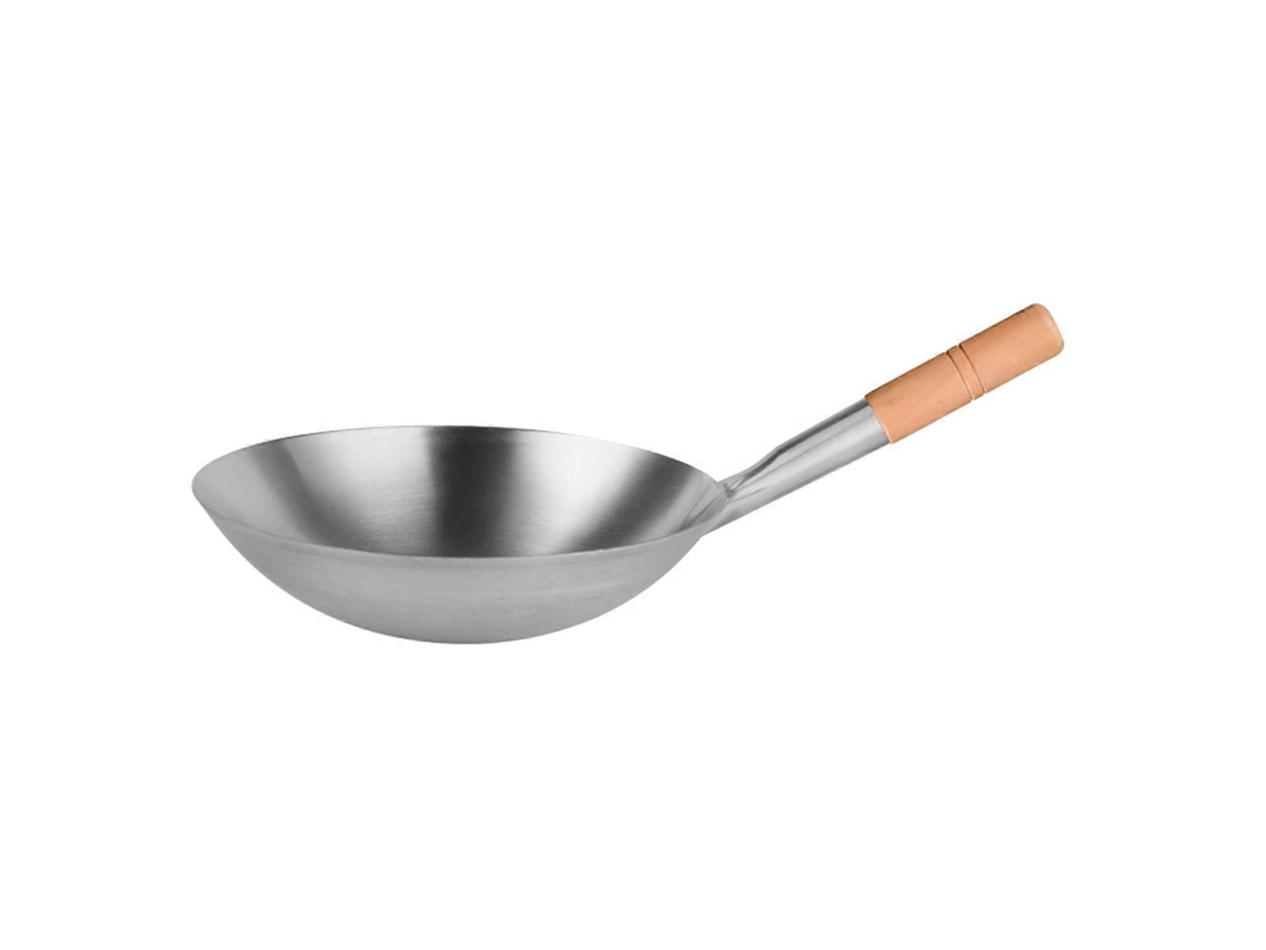 Cucharón grande de acero inoxidable para sartenes, ideal para chefs que usan woks, sartenes y restaurantes. Cuenta con un mango largo y es perfecto para cocinar.