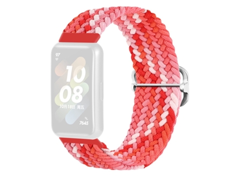 Correa de tela tejida hebilla trenzada para Huawei Band 7 - rojo colorido