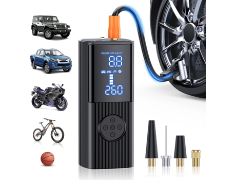 Compresor de aire portátil para inflar neumáticos - Bomba de aire portátil de 6000 mAh, pantalla LCD de presión precisa, inflado rápido 3 veces par...