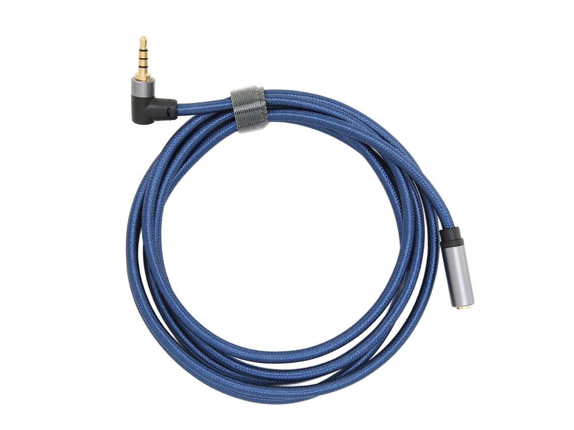 Cable De Audio Estéreo De 3,5 Mm Hembra A Macho De 90°, 4 Niveles, Extensión De 1,8 M, Nailon + Aluminio, Azul Marino