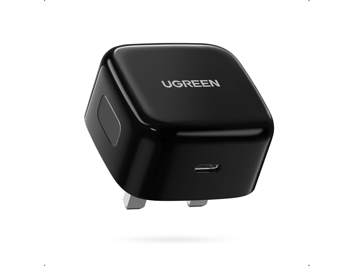 Cargador rápido PD 20W negro para teléfono móvil (Reino Unido) CA para interiores Ugreen