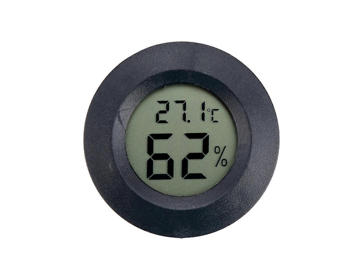 Mini higrómetro y termómetro LCD redondo para uso en interiores Nostalgia88 (negro)