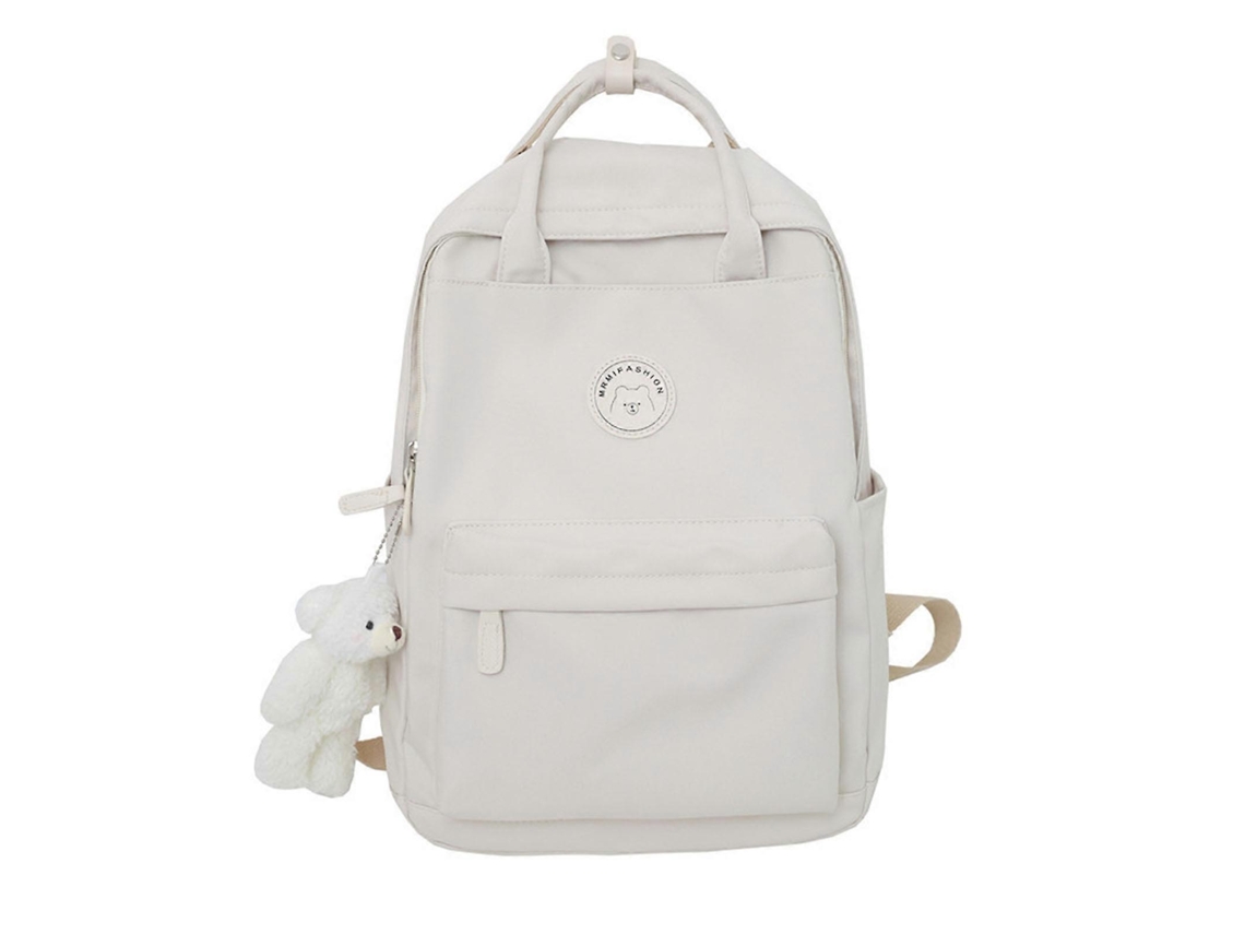 Mochila moderna y elegante para estudiantes, ideal para portátiles, perfecta para el colegio, libros y la universidad. Blanca.