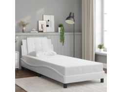 Estructura De Cama Sin Colchón Cuero Sintético Blanco 100x200cm