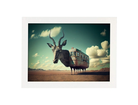 NACNIC Poster Cabra De Montaña En Estilo Surrealismo Cinematográfico Ilustraciones Y Grabados De Historieta Abstracta Y Artística A4 Marcos Blancos