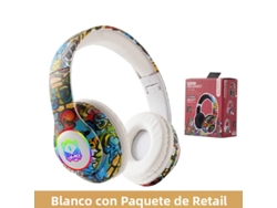 Auriculares Bluetooth Con Grafiti (blancos) Con Luces Led Rgb, Altavoces Inalámbricos Y Baja Latencia.