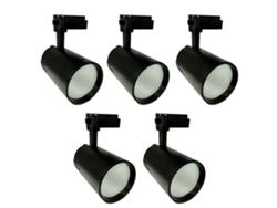 5x Foco Techo Led Carril 30W, Blanco Neutro 4200K, 3000 Lúmenes, 185V-265V AC Monofásico, Aluminio Color Negro JANDEI