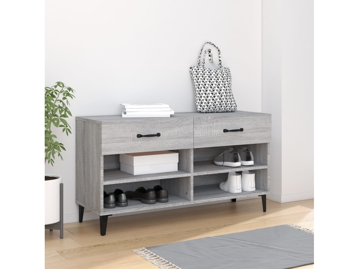 Mueble Zapatero | Armario Zapatero Madera Contrachapada Gris Sonoma 102x35x55 Cm
