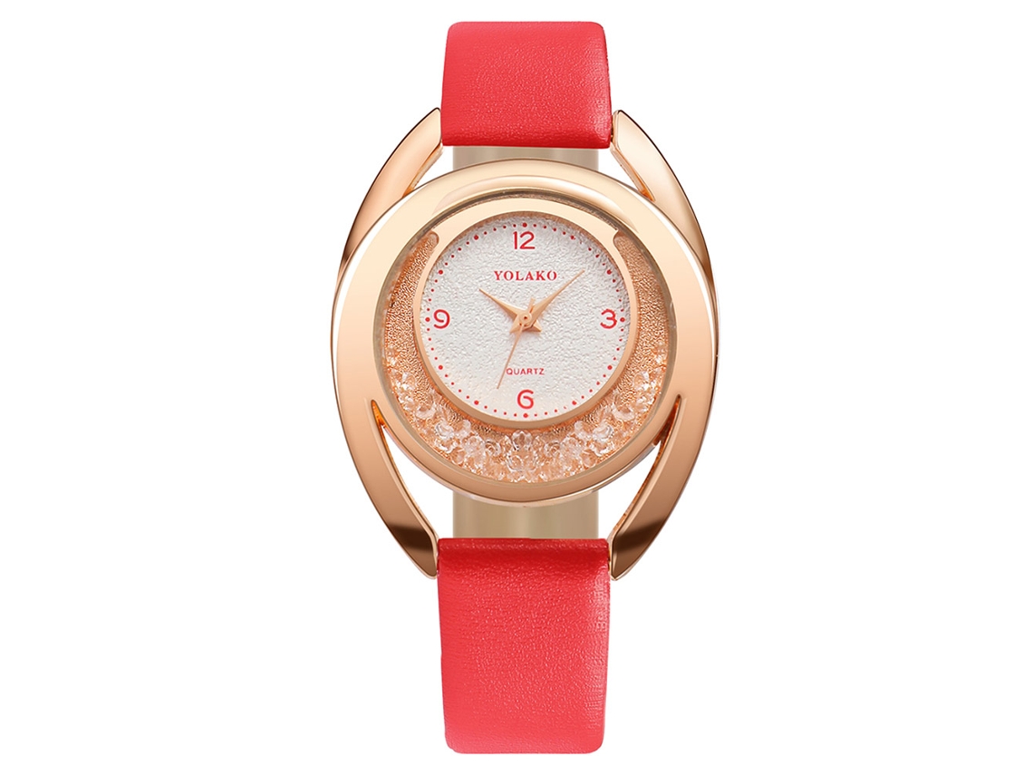 Reloj De Pulsera Sencillo Para Mujer Con Correa De Pu Y Movimiento De Cuarzo Yolako (rojo)
