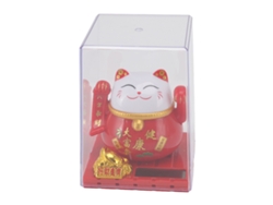 2026-gato De La Suerte Con Brazos Moviéndose Solar Adorno Mascota Estatua Para Hogar Y Coche Decoración Roja