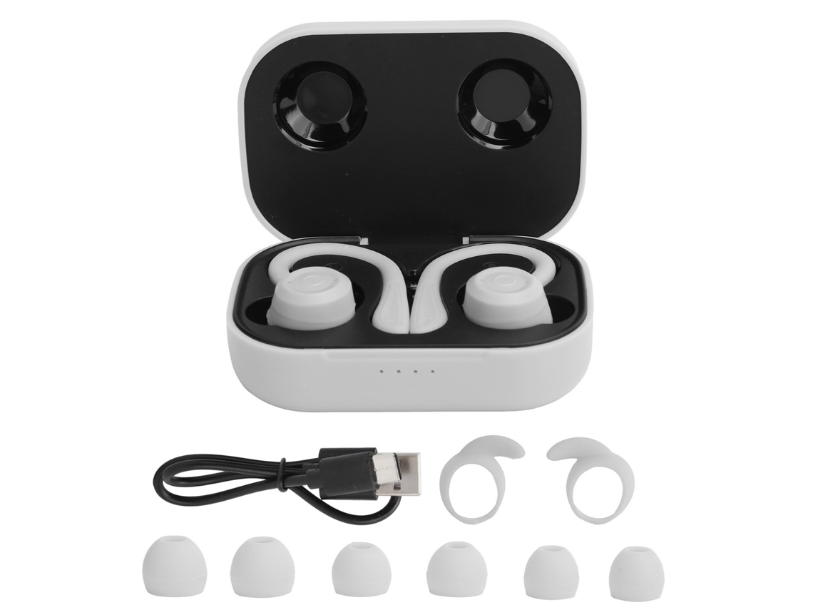 Fones De Ouvido Bluetooth Sem Fio Com Gancho Para Orelha In-ear Headset Earbuds Com Caixa De Carregamento Prata Platina