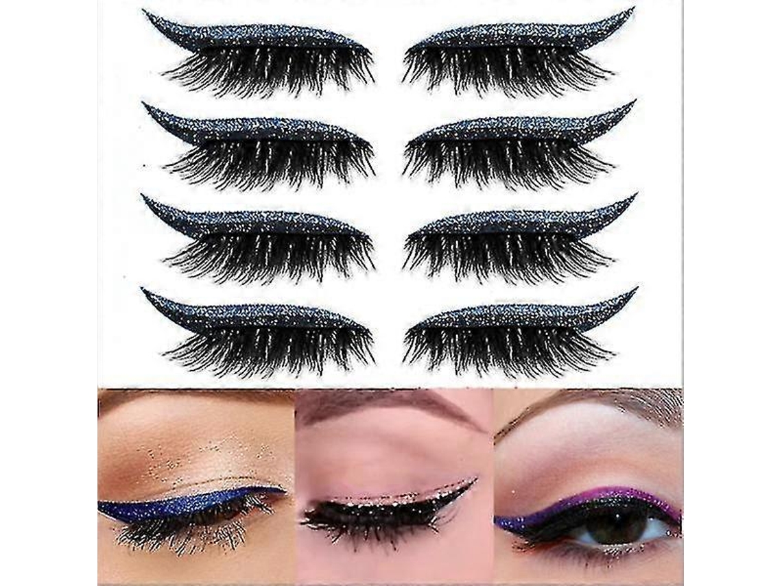 4 pares de adhesivos reutilizables para pestañas, delineador con purpurina, cinta invisible y herramienta de maquillaje autoadhesiva de Rosewell