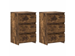 Juego de 2 mesitas de noche MAISON EXCLUSIVE en madera procesada de roble ahumado (40 x 35 x 62,5 cm)